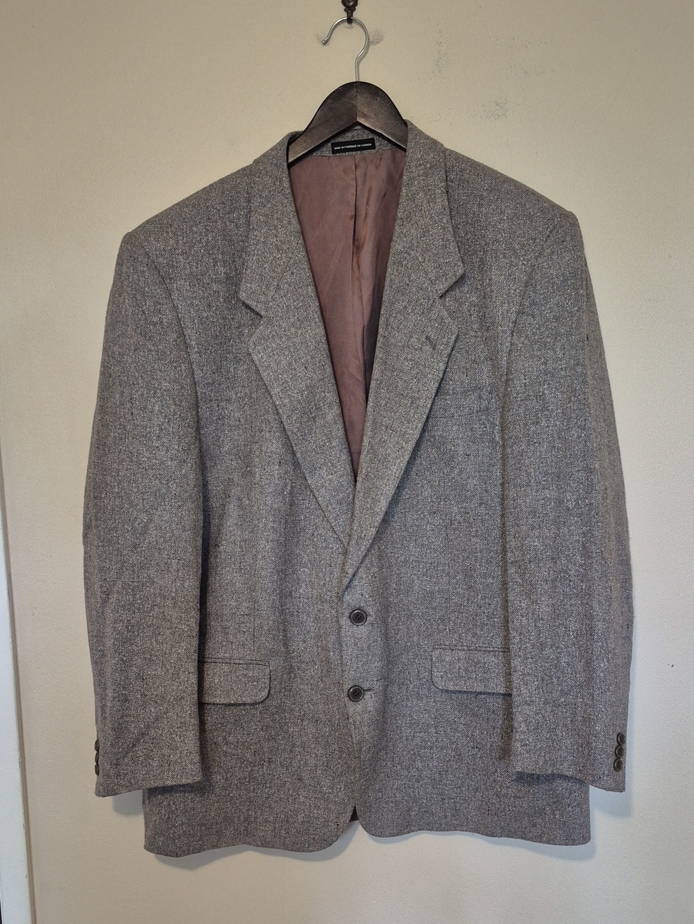 Vintage Moores Donegal Tweed Men's Gray Herringbone Wool-Blend Sport Coat